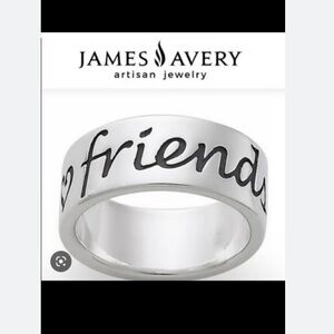 RETIRED James Avery “FRIENDS FOREVER” Band Ring Size 8 - 925 Sterling Silver